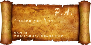 Presburger Áron névjegykártya